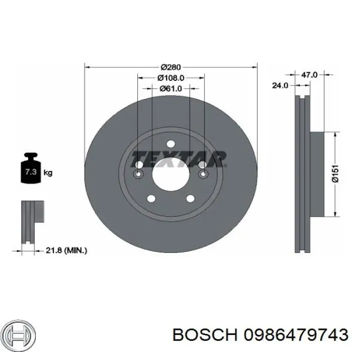 Купити 0986479743 Bosch Ротор гальмівний