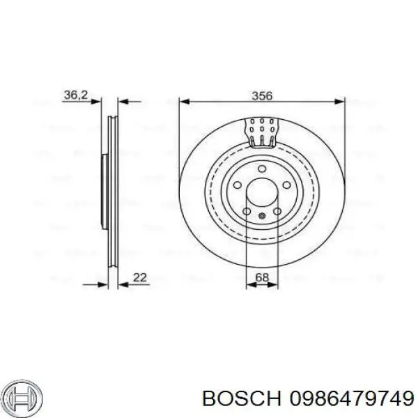 0986479749 Bosch диск гальмівний задній