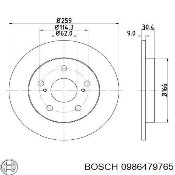 Диск гальмівний задній Bosch 0986479765