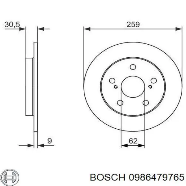 0986479765 Bosch диск гальмівний задній