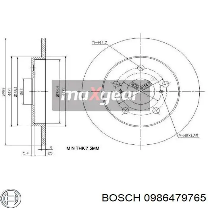 Гальмівні диски 0986479765 Bosch