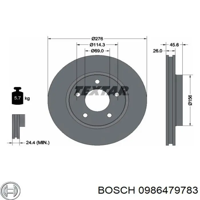 Купити 0986479783 Bosch Ротор гальмівний