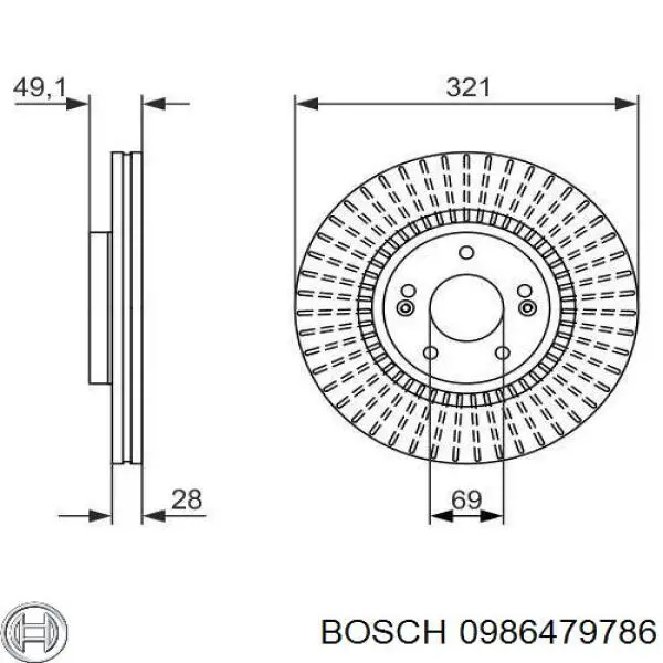 0986479786 Bosch диск гальмівний передній