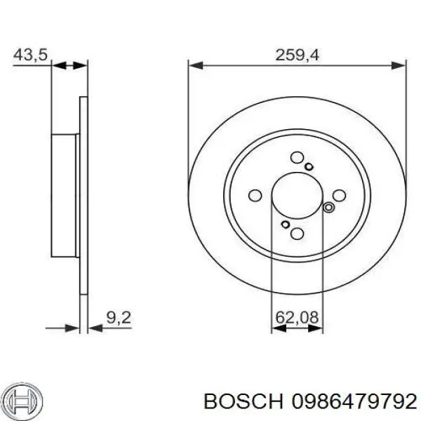 Диск гальмівний задній 0986479792 Bosch