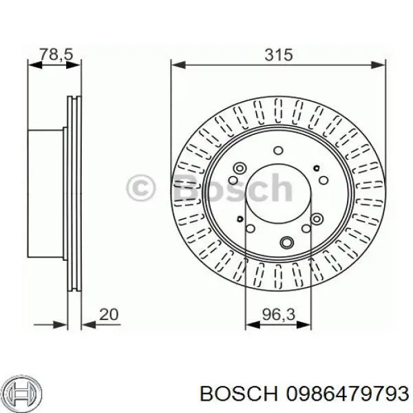 0986479793 Bosch диск гальмівний задній