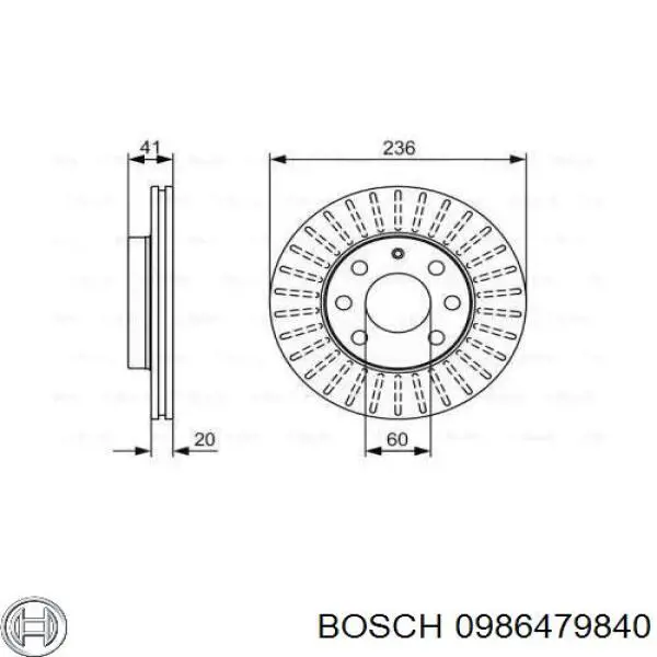 0986479840 Bosch диск гальмівний передній