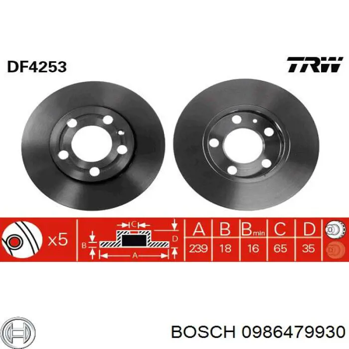 0986479930 Bosch диск гальмівний передній