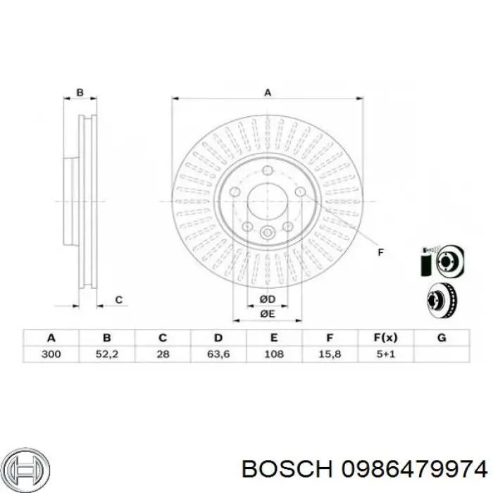 Диск переднього гальма Bosch 0986479974 ціна, від 53.35 USD