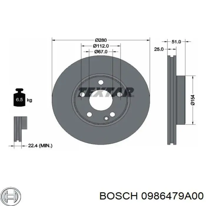 Гальмівні диски передні 0986479A00 Bosch