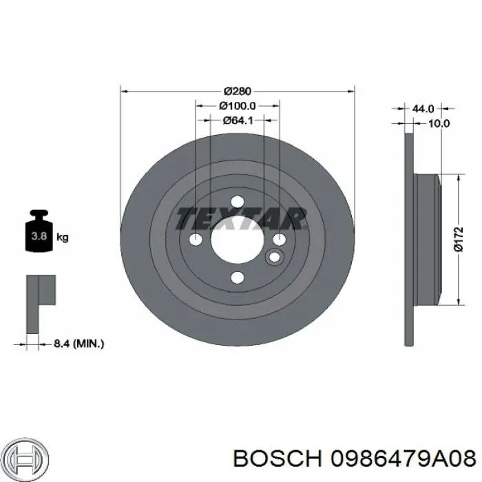 Гальмівні диски 0986479A08 Bosch