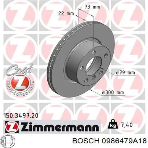 0986479A18 Bosch диск гальмівний передній