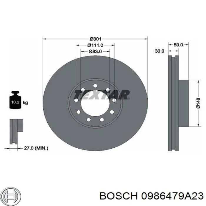 0986479A23 Bosch Гальмо дискове переднє