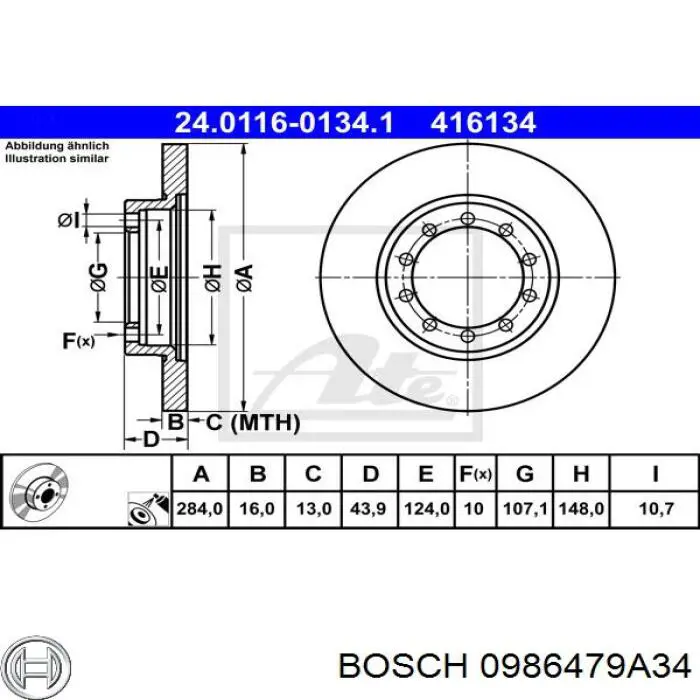 Задні дискові гальма Bosch 0986479A34 ціна, від 36.97 USD