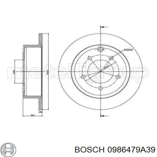 Купити 0986479A39 Bosch Диск заднього гальма