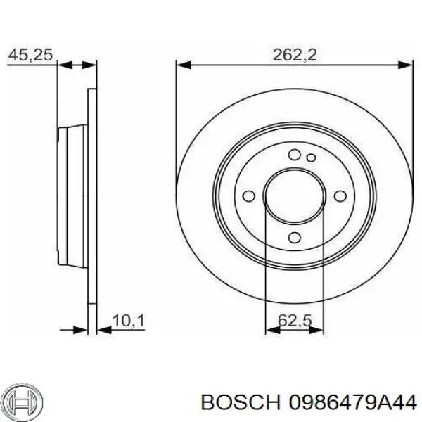 0986479A44 Bosch диск гальмівний задній