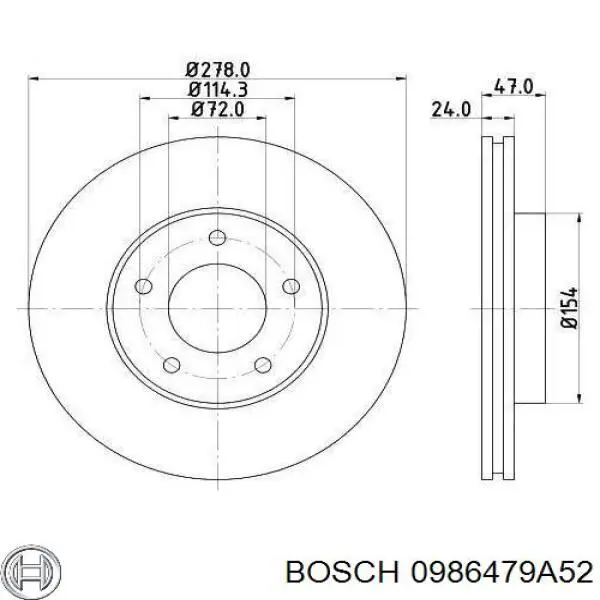 Диск переднього гальма Bosch 0986479A52 ціна, від 38.16 USD