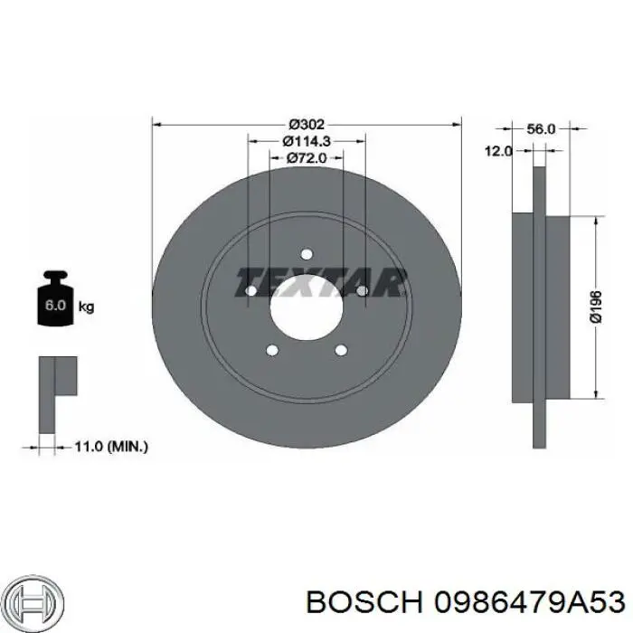 Задні дискові гальма Bosch 0986479A53 ціна, від 45.94 USD