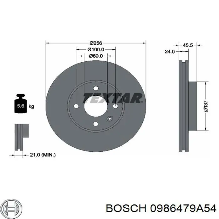 0986479A54 Bosch Гальмо дискове переднє