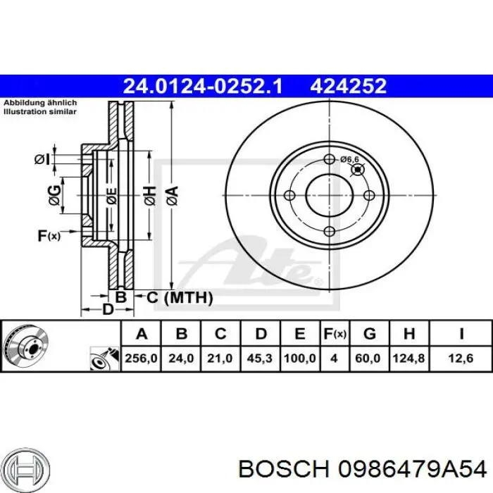 Диск переднього гальма Bosch 0986479A54 ціна, від 33.18 USD