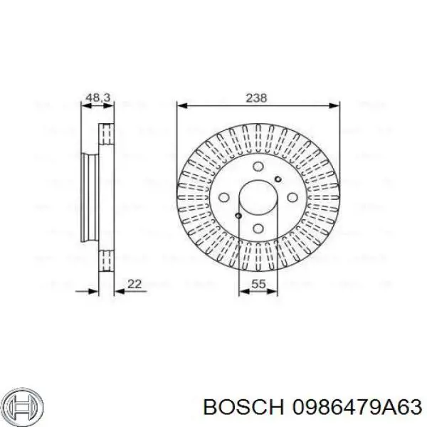 Купити 0986479A63 Bosch Ротор гальмівний