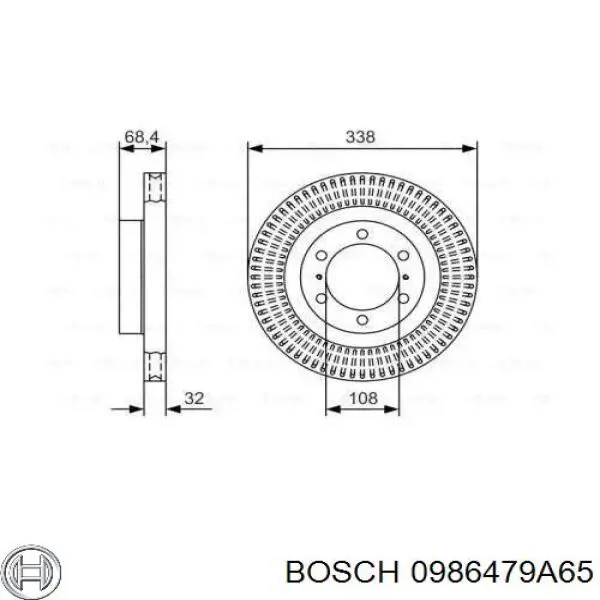 Диск гальмівний передній 0986479A65 Bosch