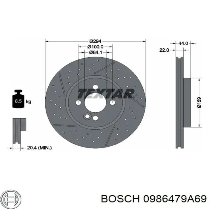 Диск переднього гальма Bosch 0986479A69 ціна, від 37.73 USD
