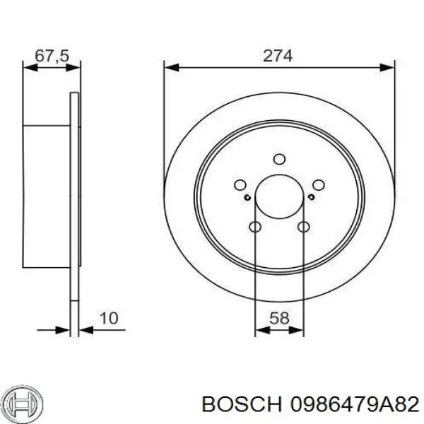 0986479A82 Bosch диск гальмівний задній