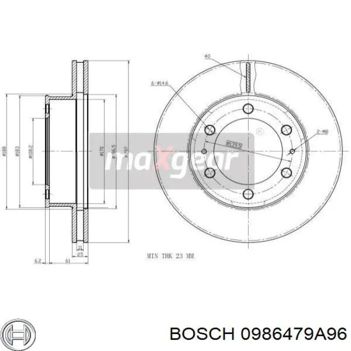 Диск переднього гальма Bosch 0986479A96 ціна, від 45.42 USD