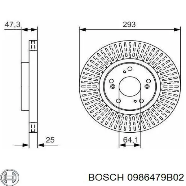 Диск гальмівний передній 0986479B02 Bosch