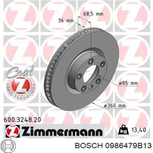 Купити 0986479B13 Bosch Ротор гальмівний
