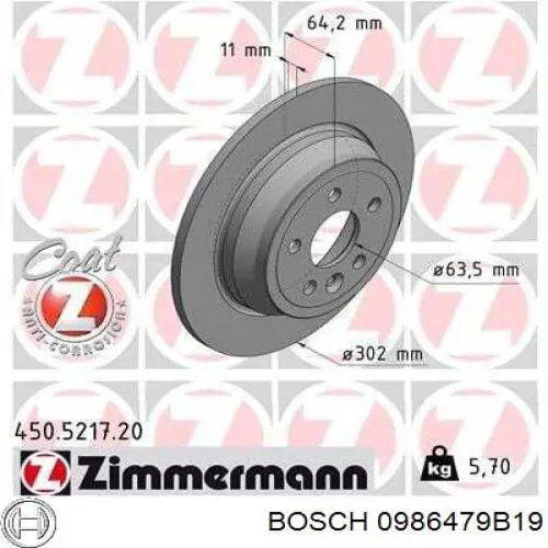Гальмівні диски 0986479B19 Bosch