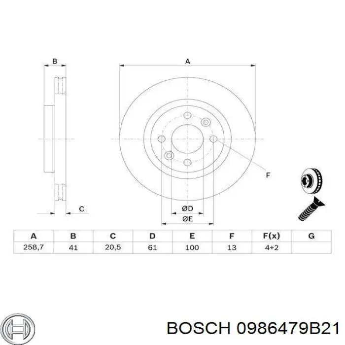 0986479B21 Bosch диск гальмівний передній