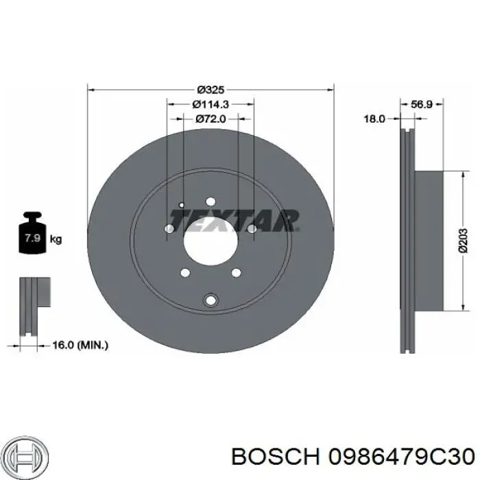 Задні дискові гальма Bosch 0986479C30 ціна, від 55.48 USD