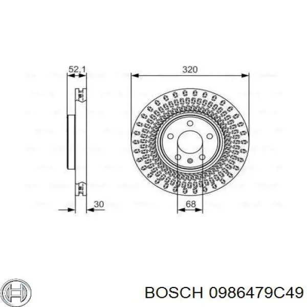 Диск гальмівний передній 0986479C49 Bosch