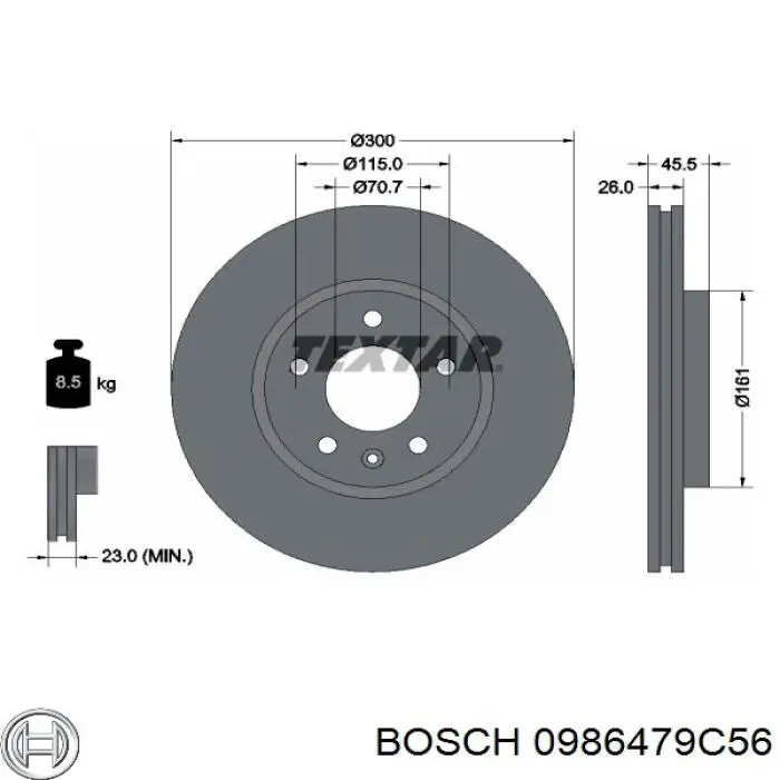 Гальмівні диски передні 0986479C56 Bosch
