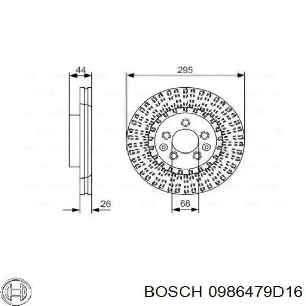 Диск гальмівний передній 0986479D16 Bosch