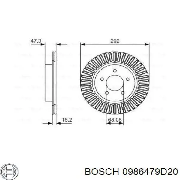 0986479D20 Bosch диск гальмівний задній
