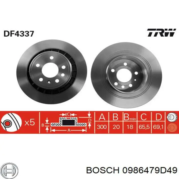Гальмівні диски 0986479D49 Bosch