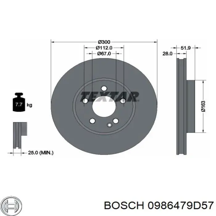 Купити 0986479D57 Bosch Ротор гальмівний