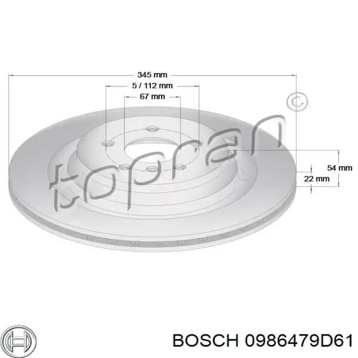Диск гальмівний задній Bosch 0986479D61