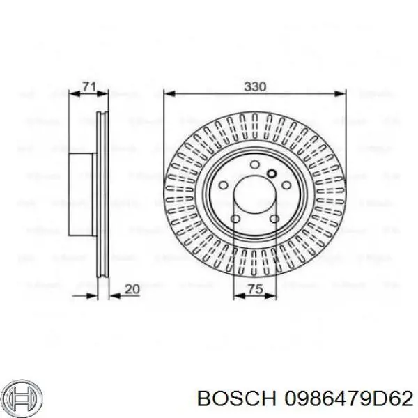 0986479D62 Bosch диск гальмівний задній