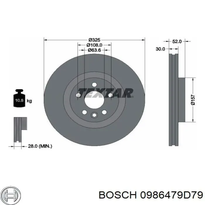 Гальмівні диски передні 0986479D79 Bosch