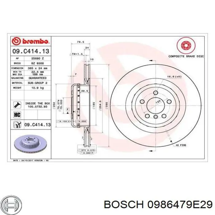 Гальмівні диски 0986479E29 Bosch