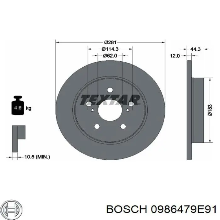 Гальмівні диски 0986479E91 Bosch