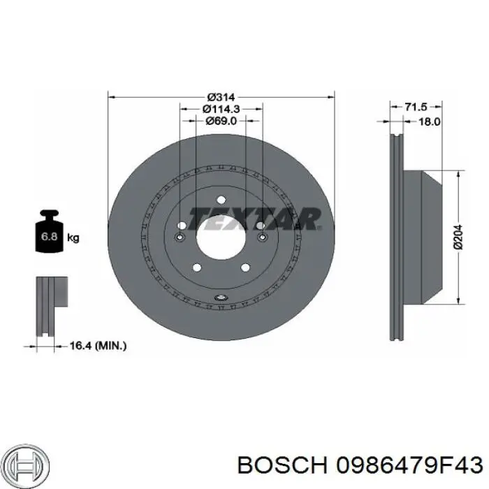 0986479F43 Bosch Дискові гальма