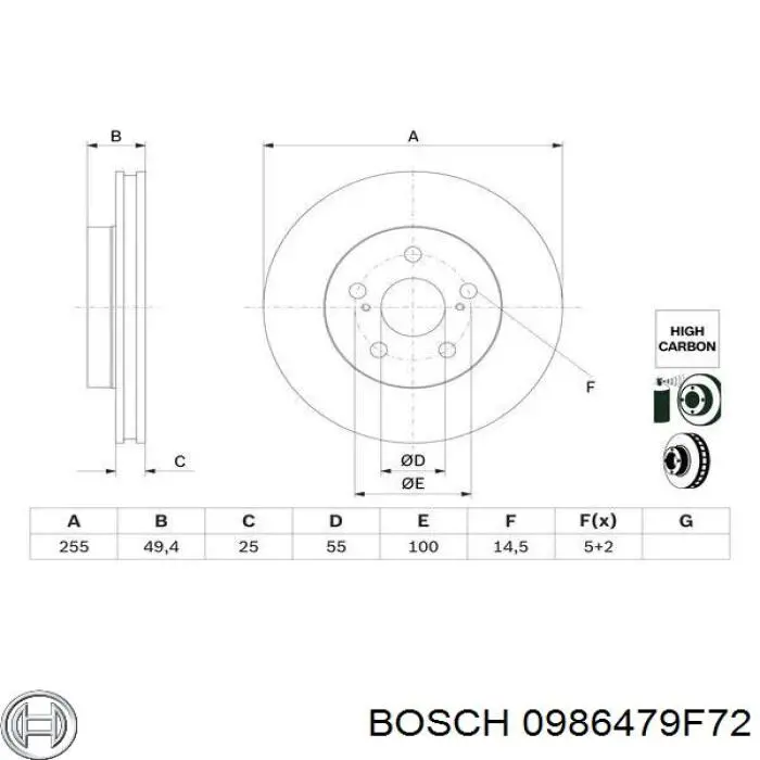 0986479F72 Bosch диск гальмівний передній