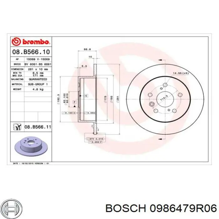 Гальмівні диски 0986479R06 Bosch