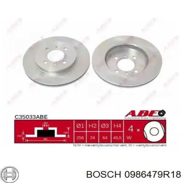 Гальмівні диски передні 0986479R18 Bosch