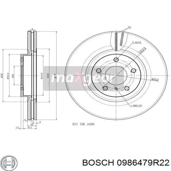 Гальмівні диски передні 0986479R22 Bosch