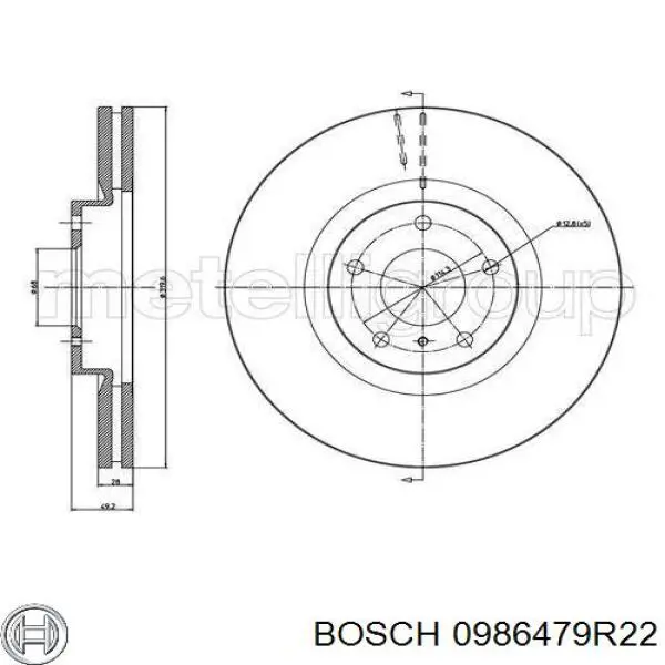 Диск переднього гальма Bosch 0986479R22 ціна, від 56.31 USD